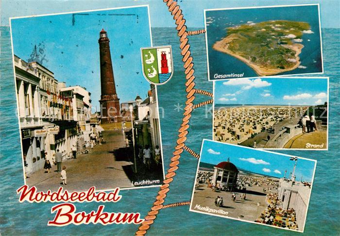 Borkum Leuchtturm Gesamtinsel Strand Musikpavillon