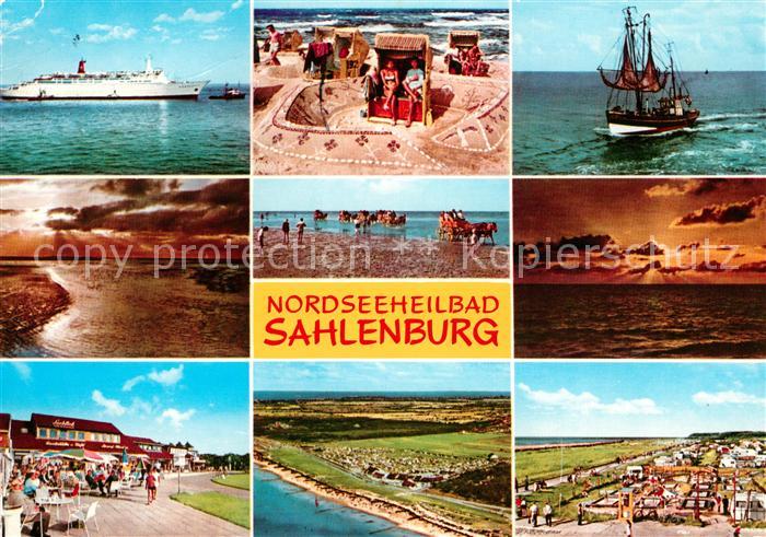 Sahlenburg Zeltplatz Segelschiff Strand Faehrschiff Abendstimmung