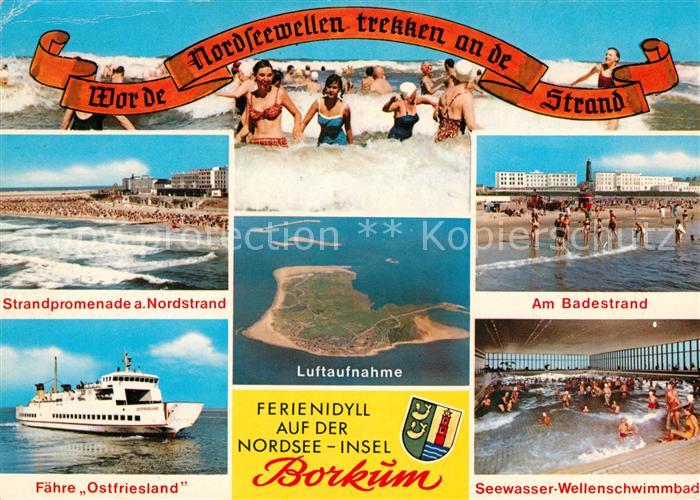 Borkum Strandpromenade Badestrand Faehre Ostfriesland