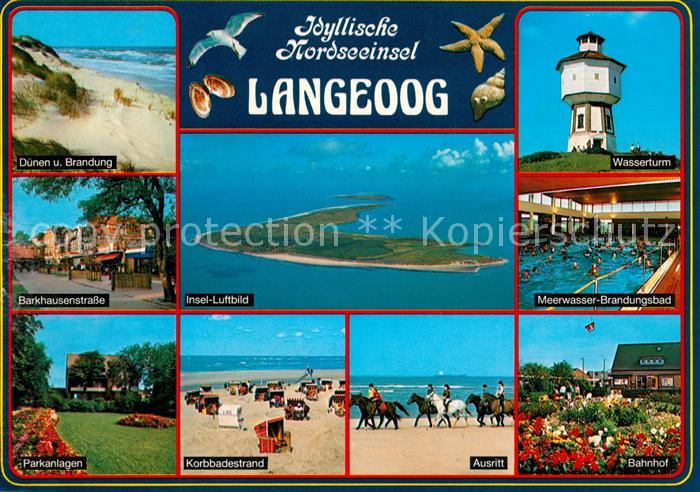 Langeoog Nordseebad Fliegeraufnahme Wasserturm Duenen Bahnhof