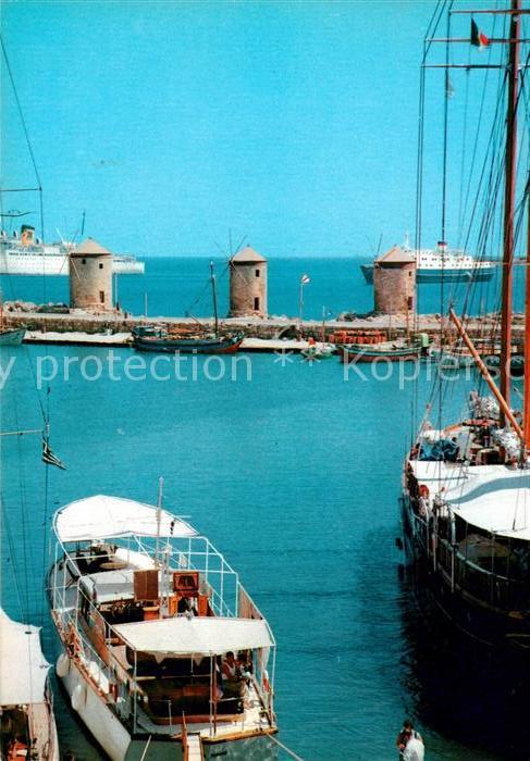 Rhodos Rhodes aegaeis Hafen Windmuehlen