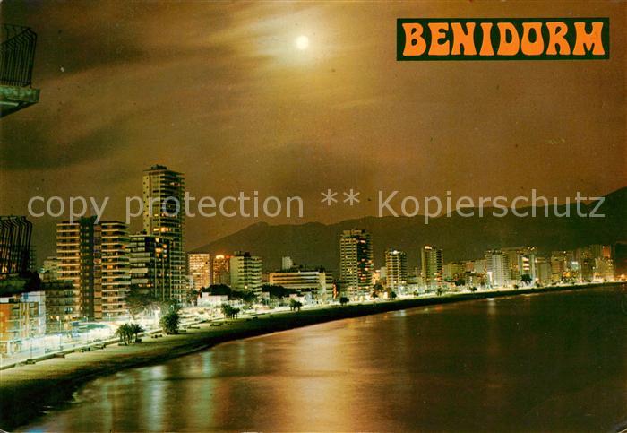 Benidorm Fliegeraufnahme Nachtaufnahme Promenade