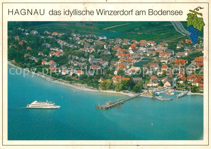 Hagnau Bodensee Fliegeraufnahme mit Hafen Seebruecke Winzerdorf