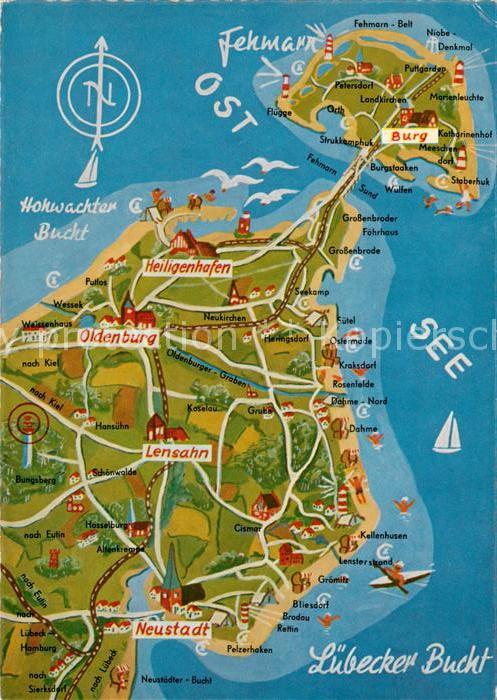 Oldenburg Niedersachsen Lageplan Hochwachter-Bucht Luebecker-Bucht mit Insel-Feh