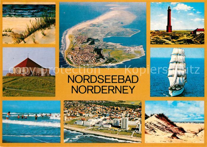 Norderney Nordseebad Fliegeraufnahme Insel Leuchtturm Segelschiff Strand