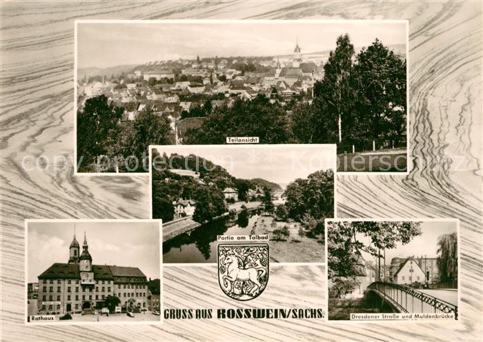 Rosswein Dresdner Strasse und Muldenbruecke Rathaus