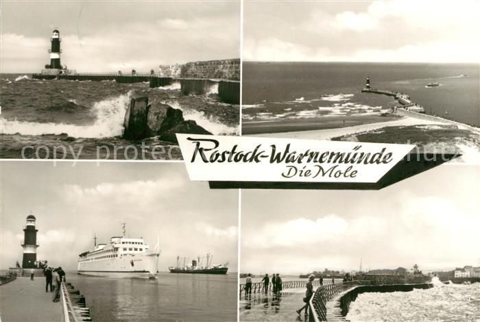 Warnemuende Ostseebad Mole Leuchtturm Brandung
