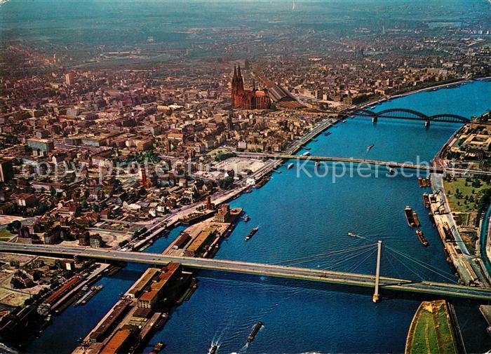 Koeln Rhein Fliegeraufnahme Severinsbruecke Deutzer-Bruecke Hohenzollern-Bruecke
