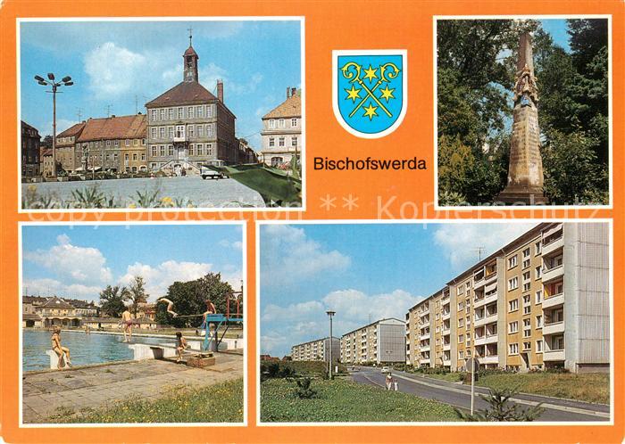 Bischofswerda Rathaus Postmeilensaeule Freibad Neubaugebiet