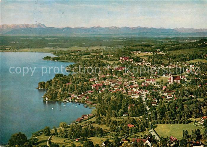 Tutzing Starnberger See Zugspitze Fliegeraufnahme