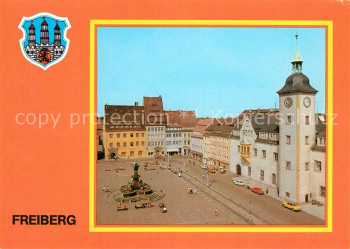 Freiberg Sachsen Obermarkt Rathaus Brunnendenkmal