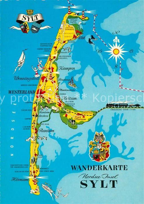 Sylt Wanderkarte Rantum Westerland Hoernum