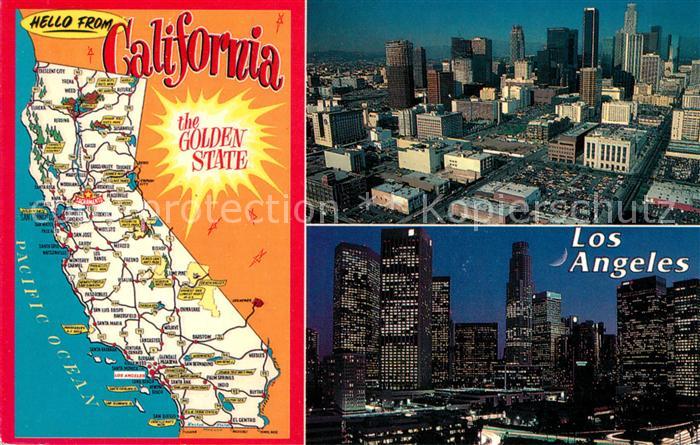Los Angeles California Map of the Golden State Downtown Skyscrapers