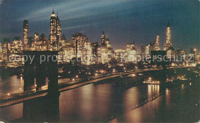 New York City Brooklyn Bridge East River Manhattan at night