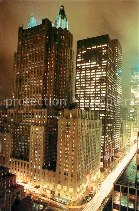 New York City Waldorf Astoria Hilton Hotel at night
