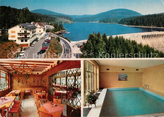 Schwarzenbachtalsperre Schwarzenbachhotel Restaurant Hallenschwimmbad Sperrmauer