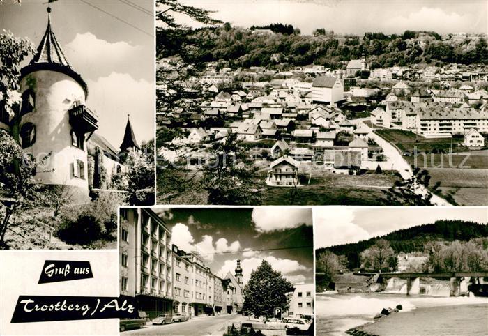 Trostberg Turm Stadtpanorama Strassenpartie Wehr