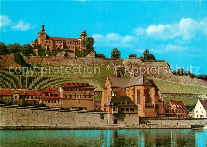 Wuerzburg Blick ueber den Main zur Festung Marienberg