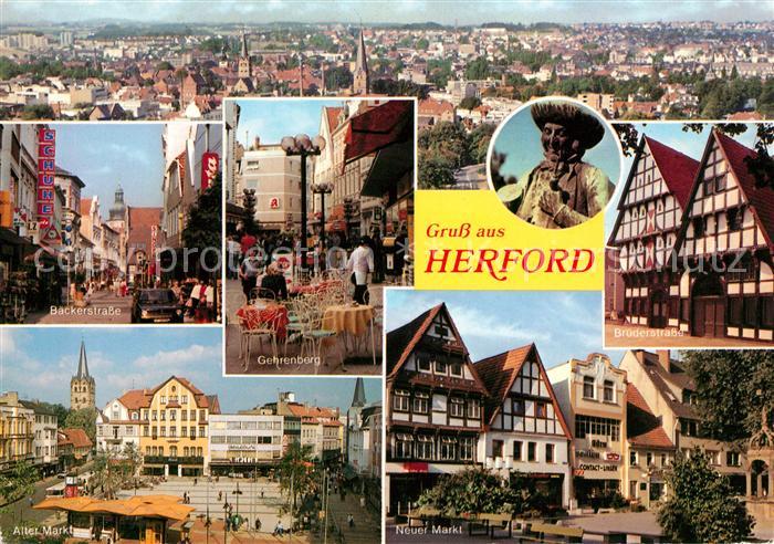 Herford Stadtpanorama Baeckerstrasse Gehrenberg Strassencafes Bruederstrasse Fac