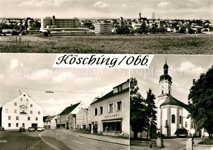 Koesching Stadtpanorama Hauptstrasse Kirche