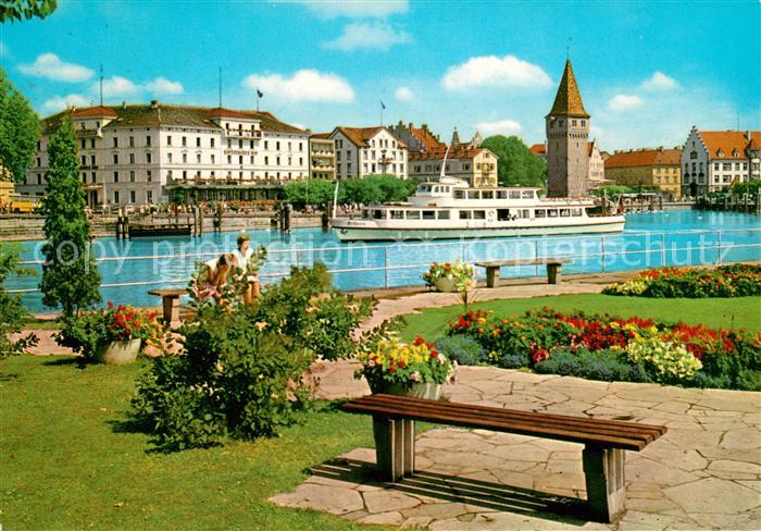 Lindau Bodensee Hafenpartie Parkanlagen Dampfer Turm