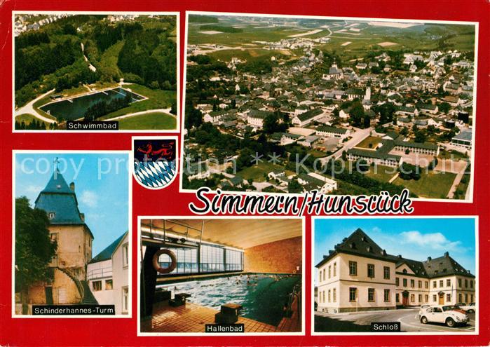 Simmern Hunsrueck Schwimmbad Schinderhannes Turm Hallenbad Schloss Fliegeraufnah