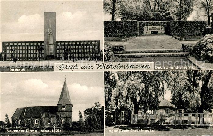 Wilhelmshaven Rathaus Deutschland Ehrenmal Neuender Kirche 13. Jhdt. Ehrenfriedh