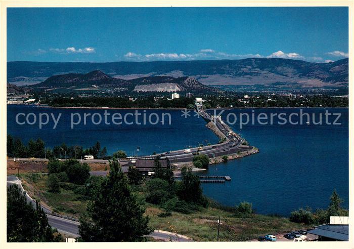 Kelowna Floating Bridge with west side of Okanagan Lake