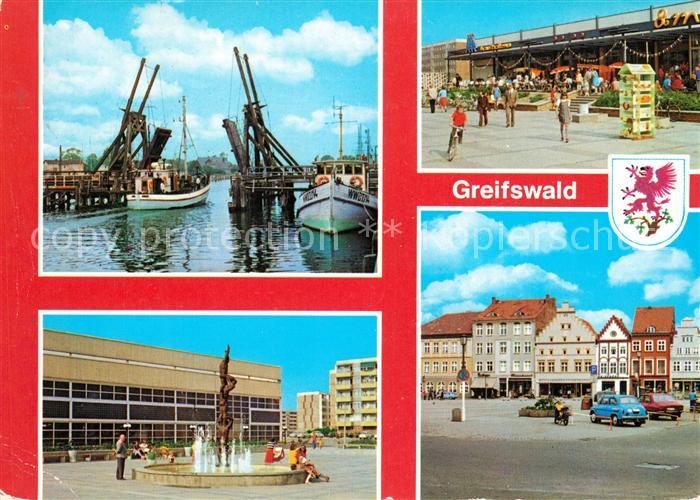 Greifswald Wiecker Bruecke Kaufhalle 8. Mai Plastik Sporthalle Platz der Freunds
