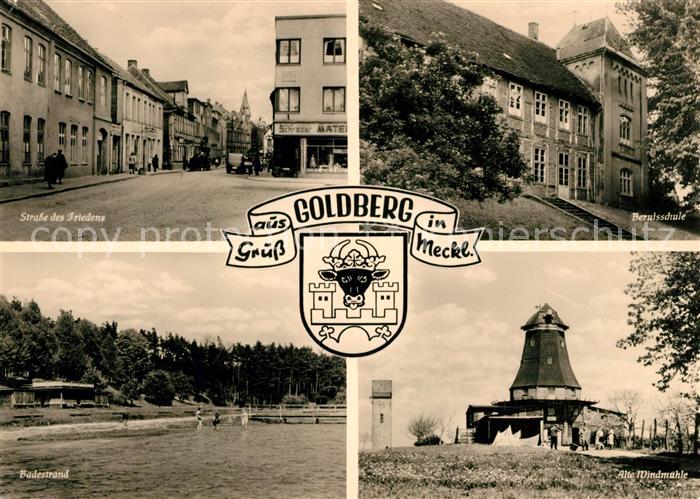 Goldberg Mecklenburg Strasse des Friedens Berufsschule Badestrand Alte Windmuehl