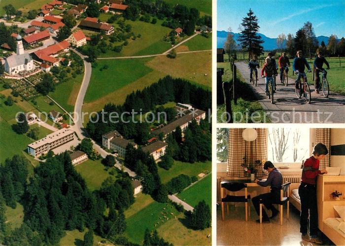 Gaissach Oberbayern Kinderfachklinik der LVA Oberbayern Fliegeraufnahme Radfahre