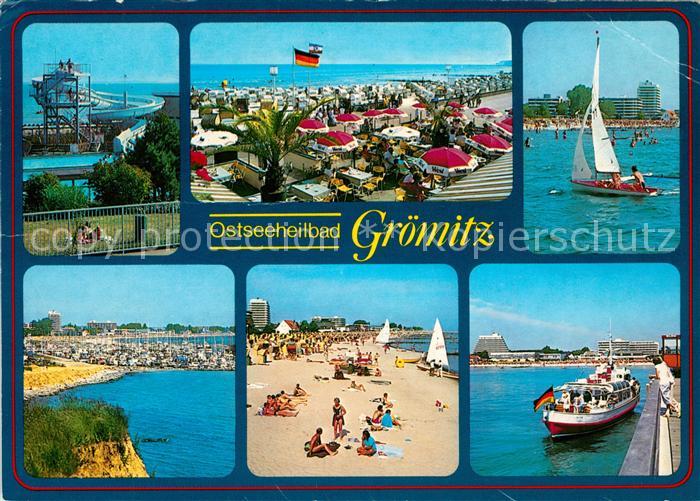 Groemitz Ostseebad Freibad Rutschbahn Strand Promenade Segeln Ausflugsboot