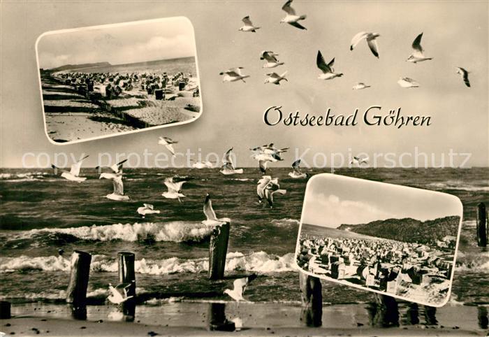 Goehren Ruegen Strand Brandung Moewen