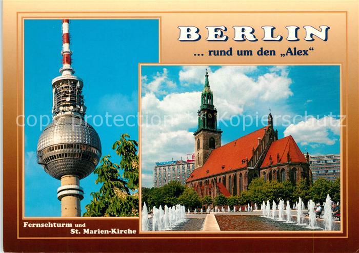 BERLIN  CITY rund um den Alex Fernsehturm St Marien Kirche Wasserspiele