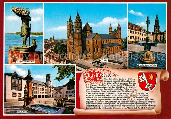 Worms Rhein Hagen Denkmal Dom Dreifaltigkeitskirche Rathaus Brunnen Geschichte