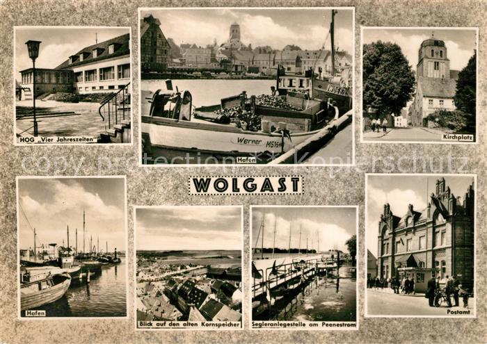 Wolgast Mecklenburg-Vorpommern HOG Vier Jahreszeiten Hafen Kirche Postamt Segler