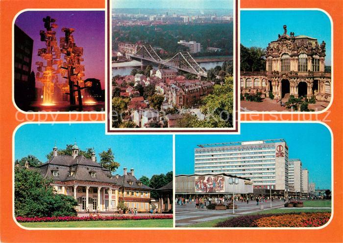 DRESDEN Elbe Glasbrunnen Pirnaischer Platz Blaues Wunder Zwinger Wallpavillon Pi
