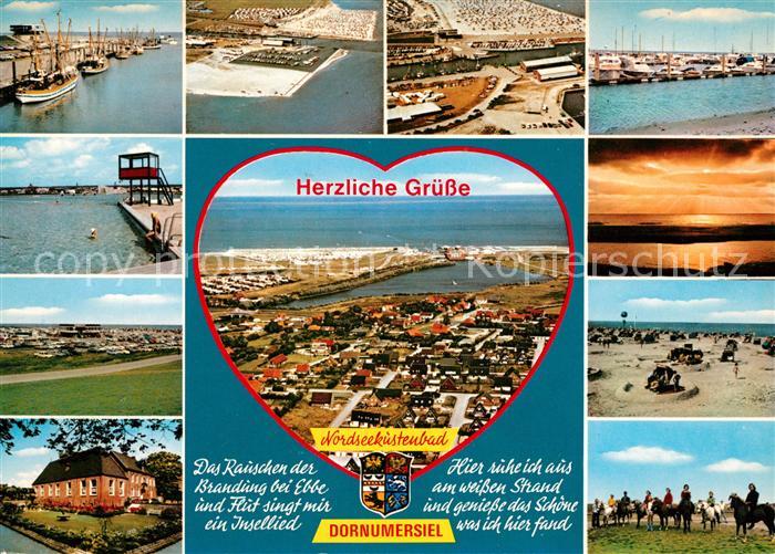 Dornumersiel Nordseekuestenbad Hafen Sonnenuntergang am Meer Reiten Strand Bades