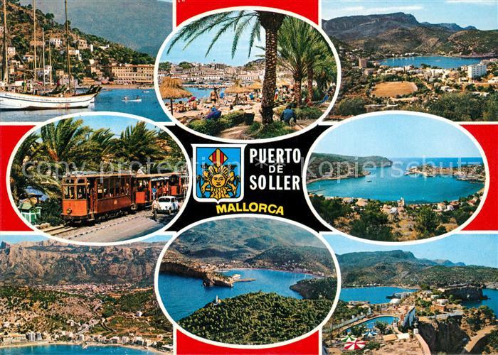Puerto de Soller Hafen Segelschiff Strassenbahn Strand Promenade Palmen Kuestenp
