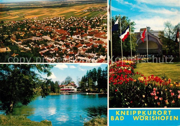 Bad Woerishofen Konzertpavillon Gaststaette am See Kneippkurort Fliegeraufnahme