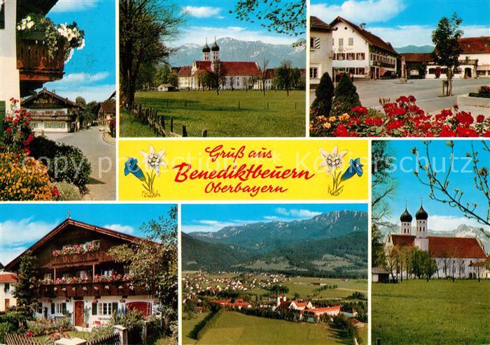 Benediktbeuern Teilansichten Kirche Platz Alpenpanorama Fliegeraufnahme