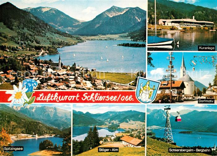 Schliersee Panorama Luftkurort Alpen Kuranlage Dorfmotiv Kirche Maibaum Spitzing