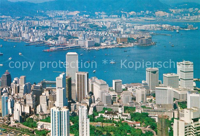 Hong Kong Harbour Kowloon Peninsula aerial view