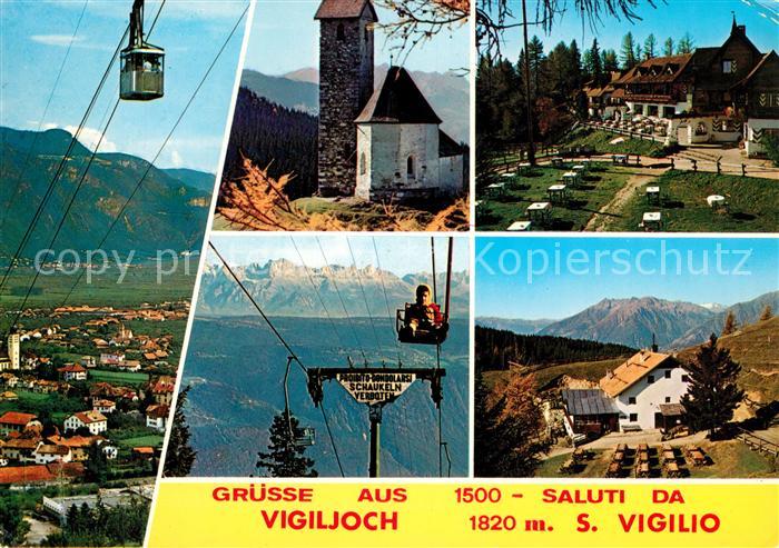 Vigiljoch Bergbahn Kirche Berggasthof Alpenpanorama