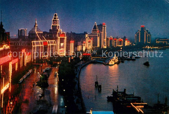 Shanghai Festive night along the bank of Whangpoo River