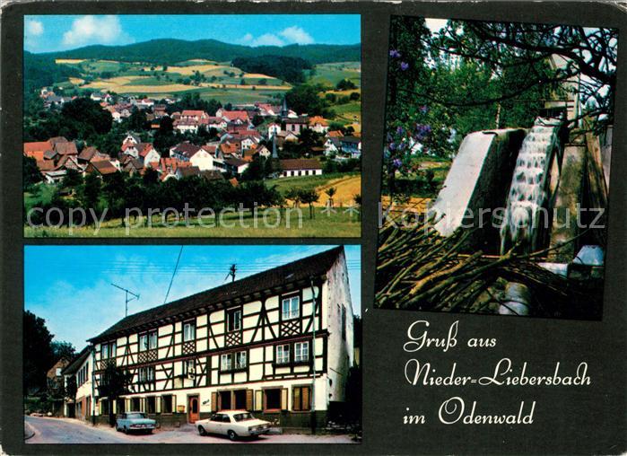 Nieder-Liebersbach Panorama Odenwald Fachwerkhaus Wasserrad
