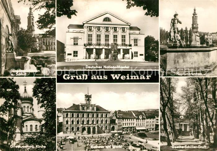 Weimar Thueringen Juenglingsbrunnen Schloss Deutsches Nationaltheater Neptunbrun