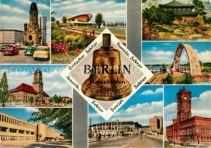 BERLIN  CITY Gedaechtniskirche Kongresshalle Rathaus Schoeneberg Universitaet Ba