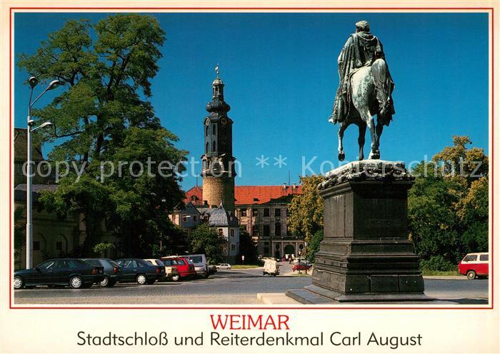 Weimar Thueringen Stadtschloss und Reiterdenkmal Carl August