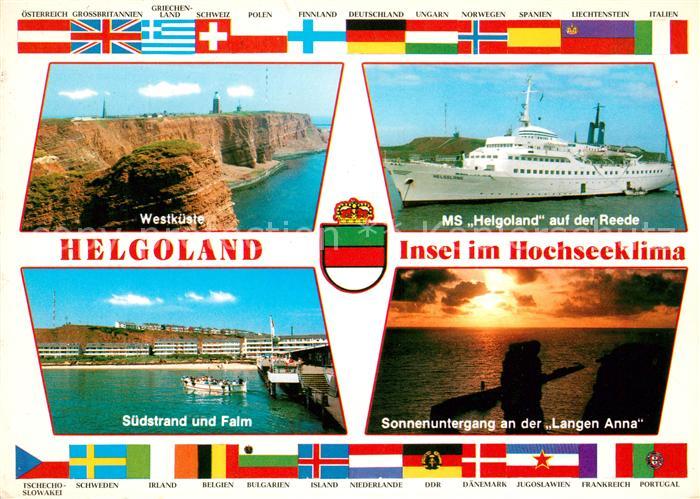 Helgoland Westkueste MS Helgoland Reede Falm Sonnenuntergang Lange Anna